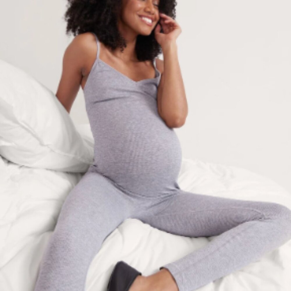 NWOT HATCH The Body Rib Unitard Bodysuit in Grey Melange, Size Small